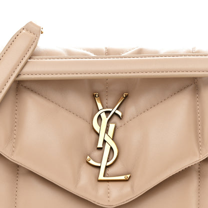 Saint Laurent Lambskin Quilted Small Loulou Puffer Monogram Chain Satchel Dark Beige 14 of 19