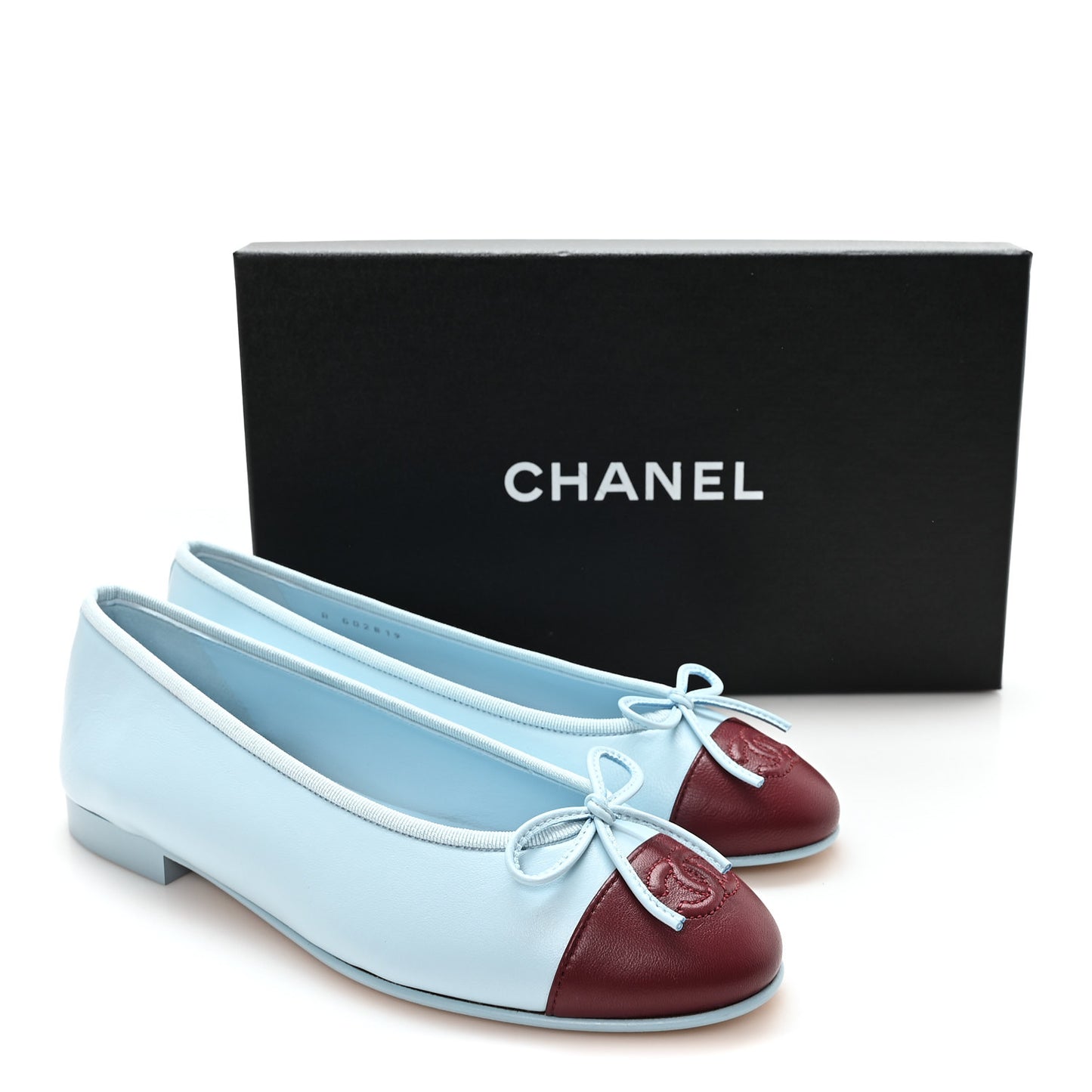 Lambskin Cap Toe CC Ballerina Flats 37.5 Blue Burgundy
