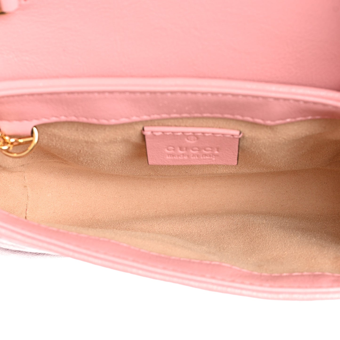 Azalea Calfskin Enamel Matelasse Diagonal Super Mini Torchon GG Marmont Shoulder Bag New Cherry Red Wild Rose