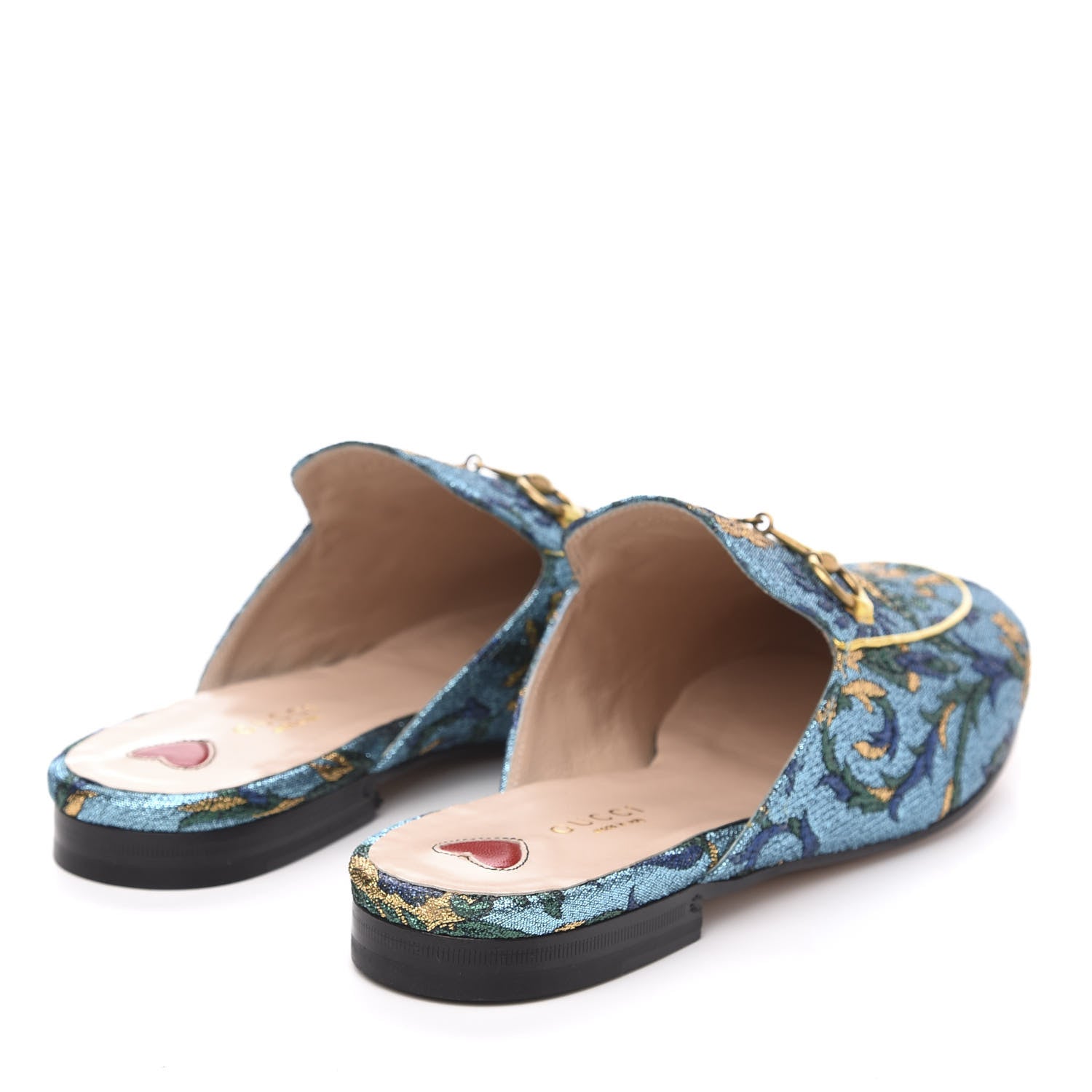 Gucci Iridescent Brocade Womens Princetown Slippers 38.5 Azure Multicolor Oro 4 of 9