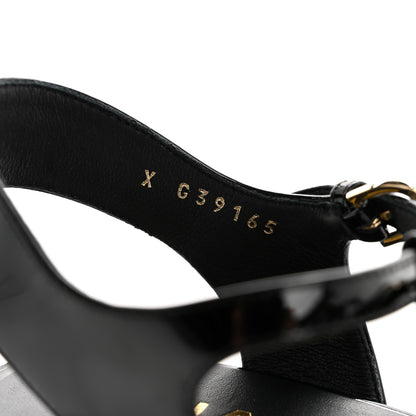 Chanel Patent Calfskin Camellia Thong Sandals 38 Black White 9 of 10