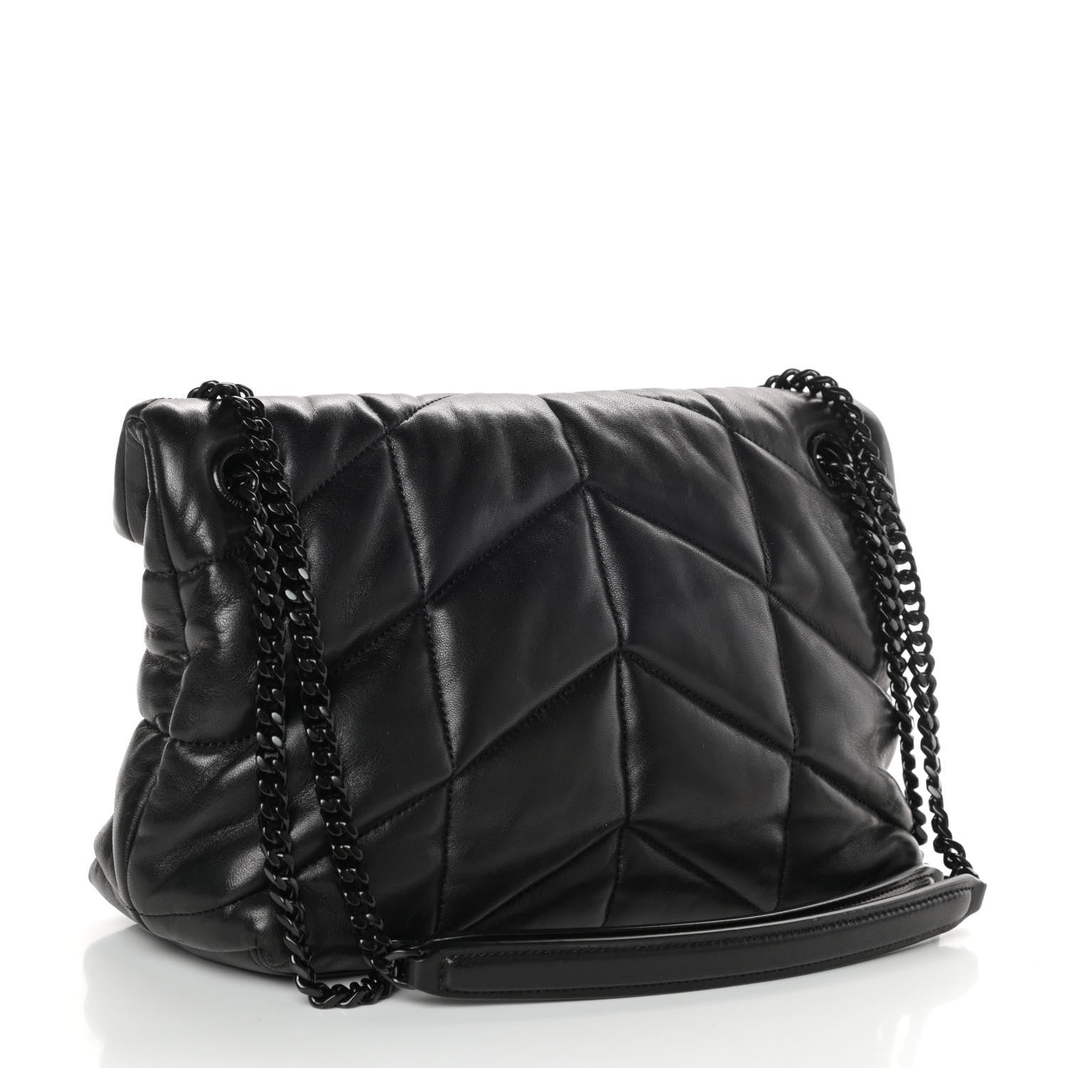Saint Laurent Lambskin Quilted Small Loulou Puffer Monogram Chain Satchel Black 4 of 10
