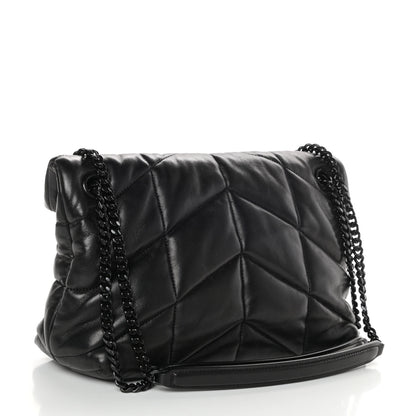 Saint Laurent Lambskin Quilted Small Loulou Puffer Monogram Chain Satchel Black 4 of 10