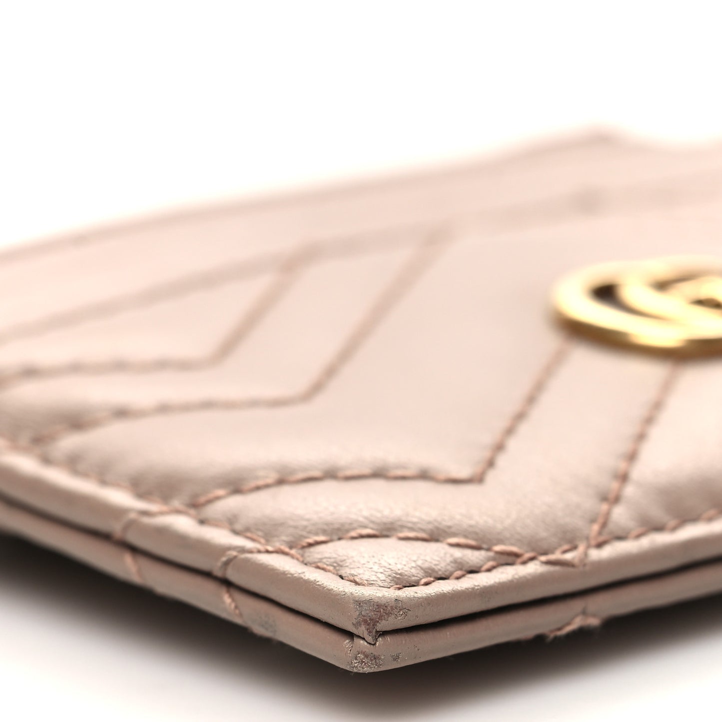Calfskin Matelasse GG Marmont Key Case Card Holder Porcelain Rose
