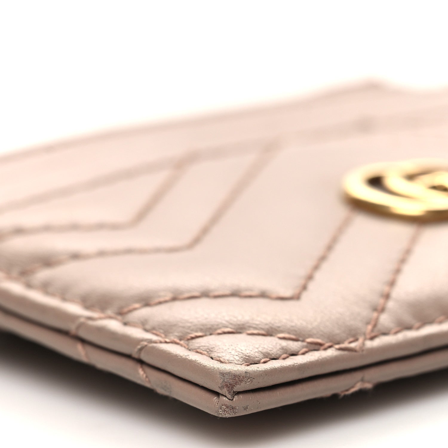 Gucci Calfskin Matelasse GG Marmont Key Case Card Holder Porcelain Rose 9 of 10