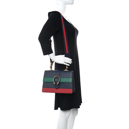 Gucci Moon Calfskin Bamboo Web Medium Dionysus Top Handle Bag Blue Emerald Hibiscus Red 2 of 14