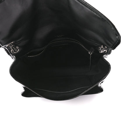 Saint Laurent Patent Crocodile Embossed Lambskin Monogram Medium Niki Chain Satchel Black 5 of 12