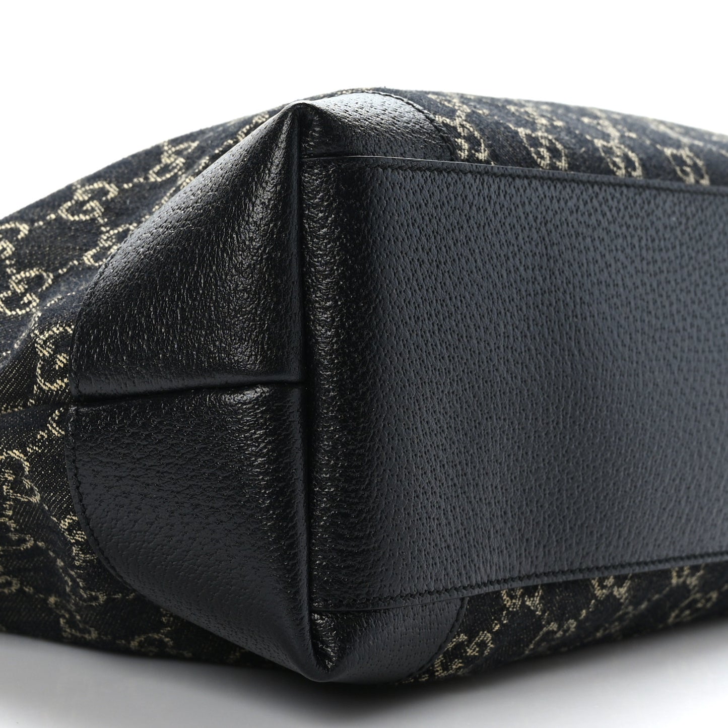 Jacquard Black Denim GG Monogram Medium Ophidia Shopping Tote Black Ivory