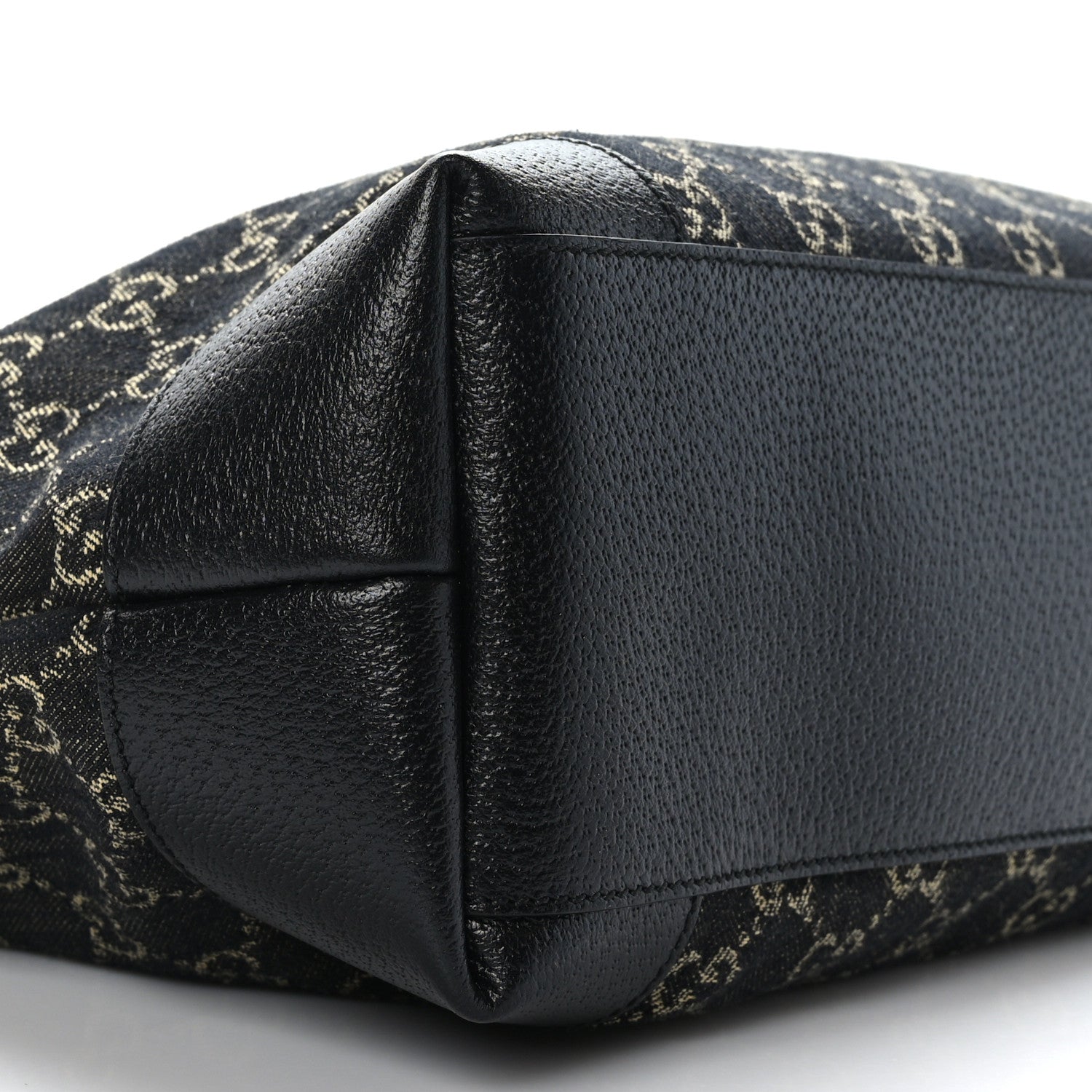 Gucci Jacquard Black Denim GG Monogram Medium Ophidia Shopping Tote Black Ivory 8 of 9