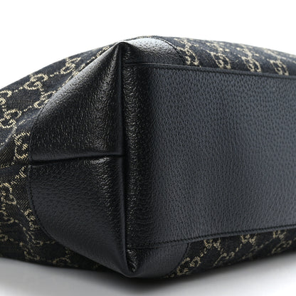 Gucci Jacquard Black Denim GG Monogram Medium Ophidia Shopping Tote Black Ivory 8 of 9