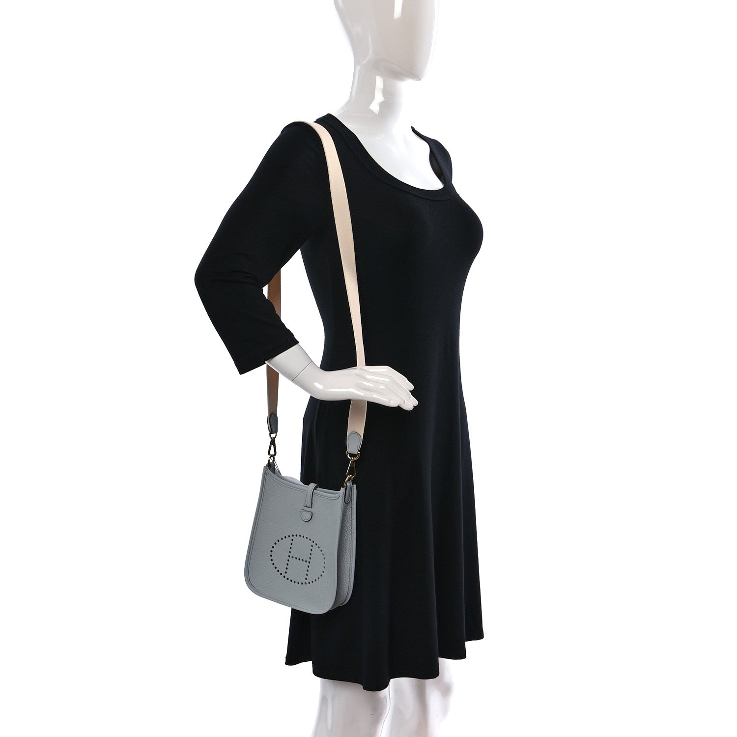 Hermes Taurillon Clemence Amazone Evelyne TPM Bleu Pale Nata 2 of 9
