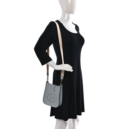 Hermes Taurillon Clemence Amazone Evelyne TPM Bleu Pale Nata 2 of 9
