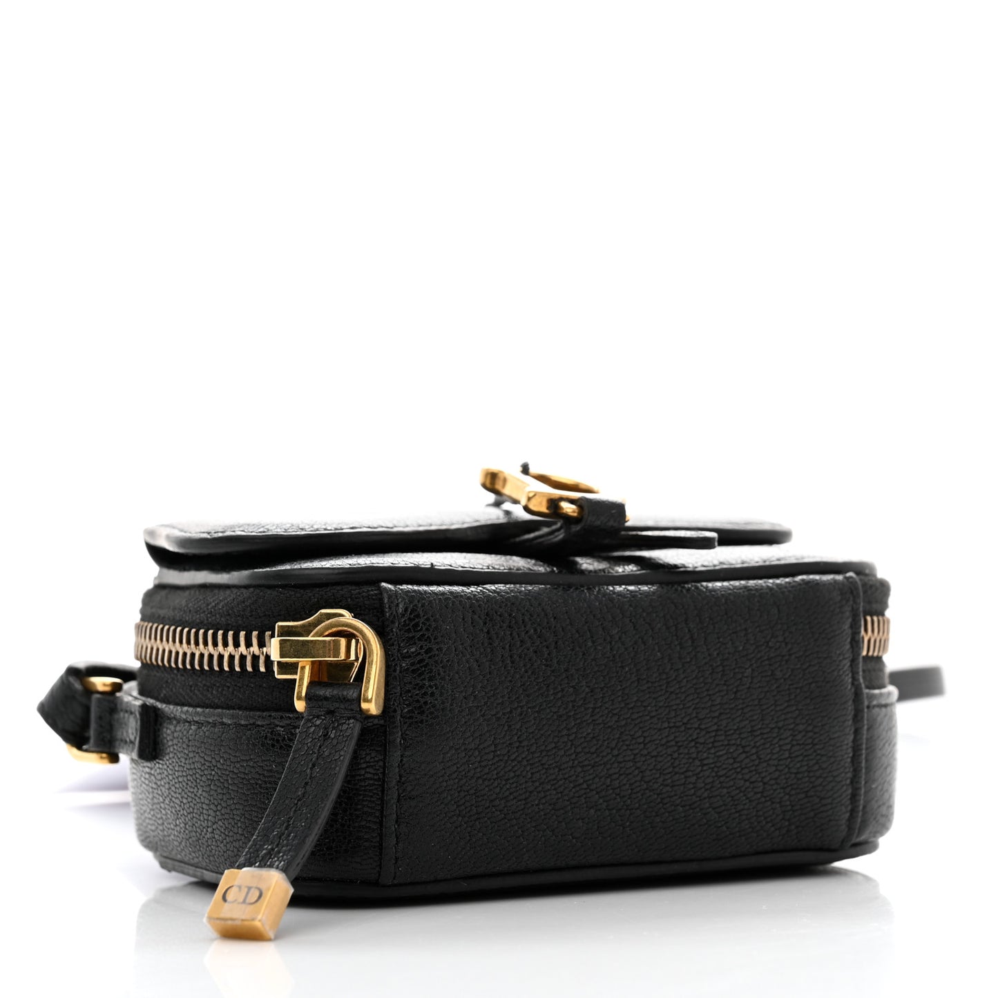 Goatskin Mini Saddle Shoulder Strap Pouch Black