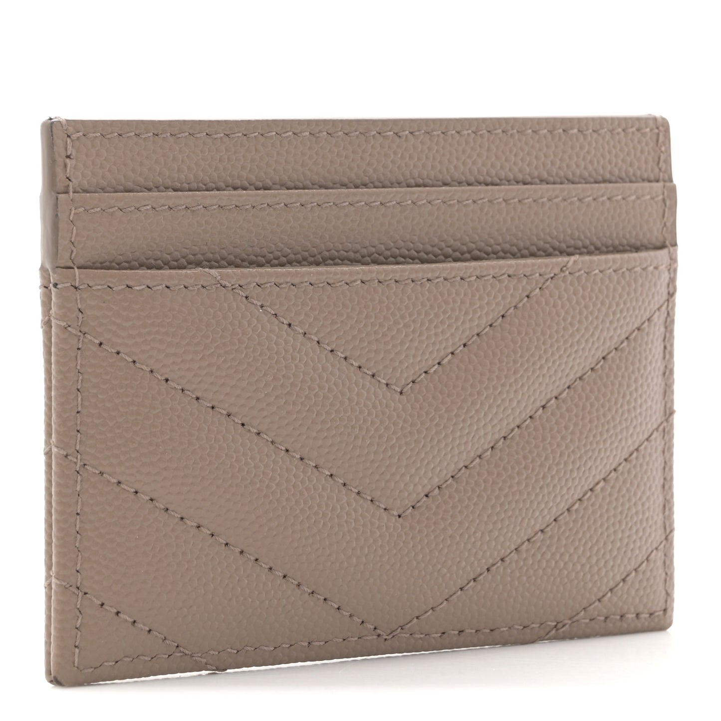 Grain De Poudre Matelasse Chevron Monogram Credit Card Case Taupe