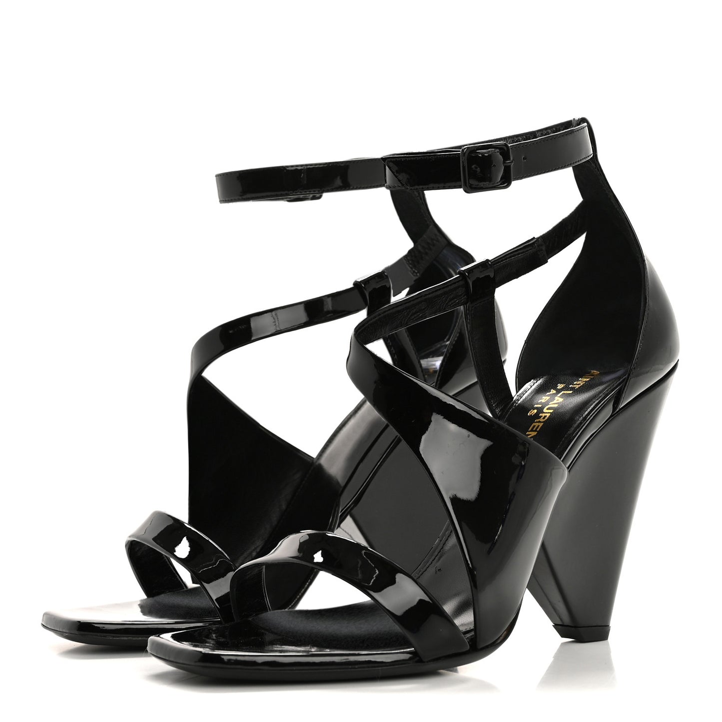 Patent Niki Crossed 105 Sandals 38.5 Black