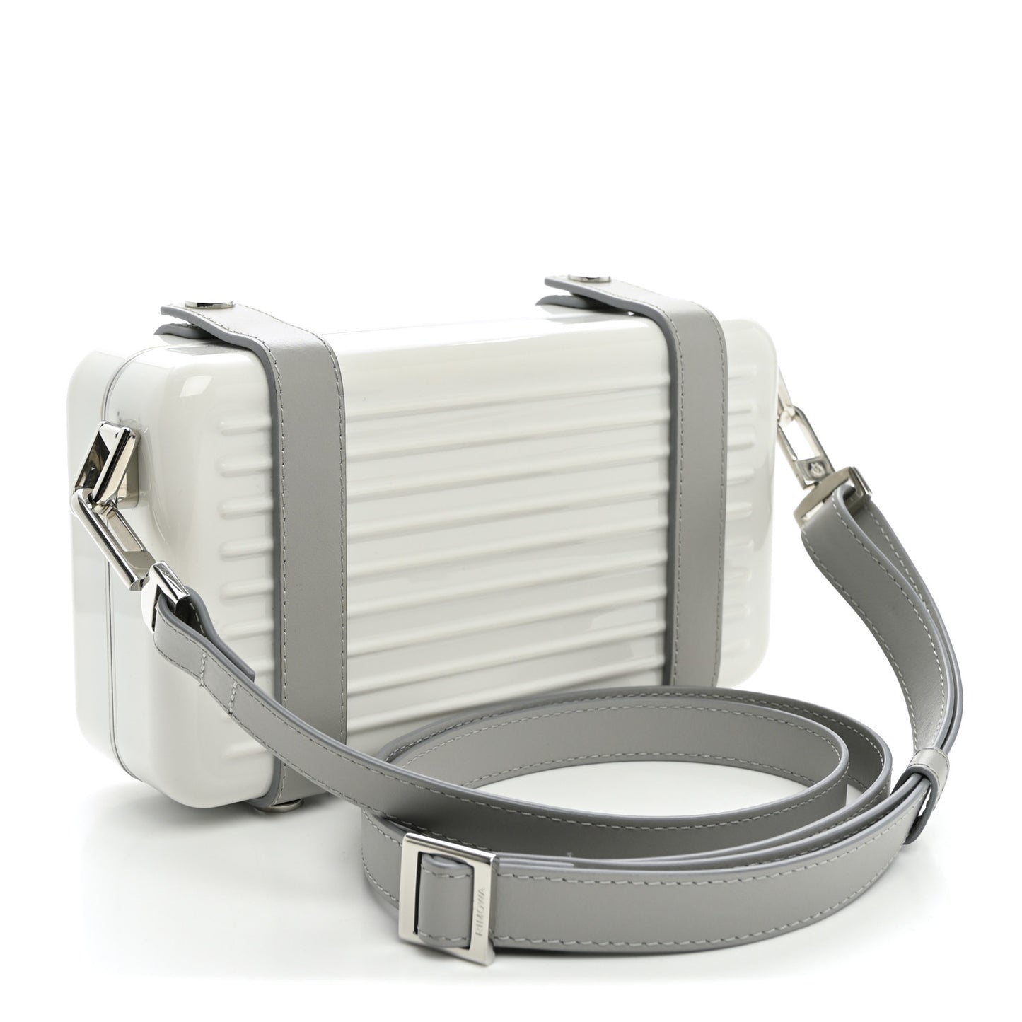 Gloss Polycarbonate Personal Cross-Body Bag White Grey