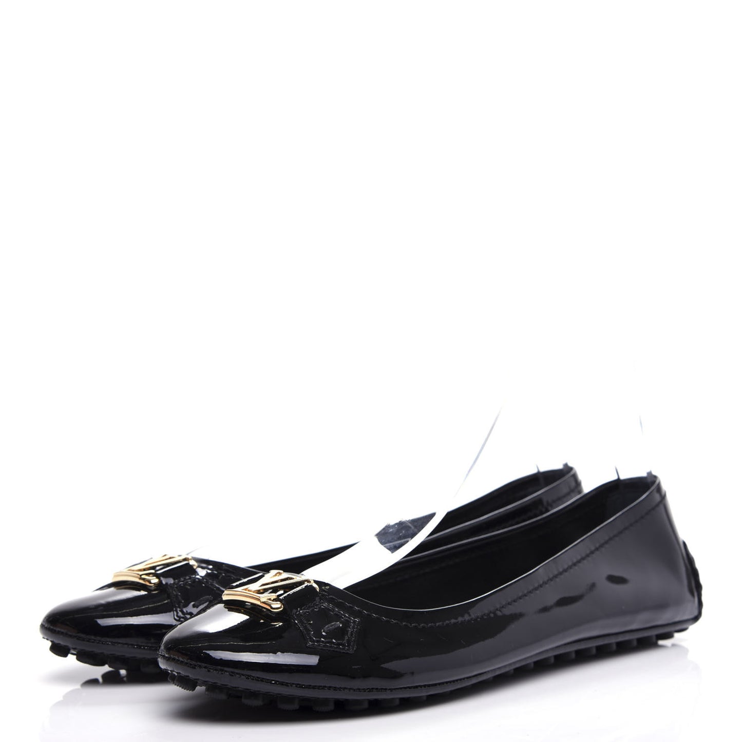 Patent Calfskin Oxford Ballerina Flats 40.5 Black