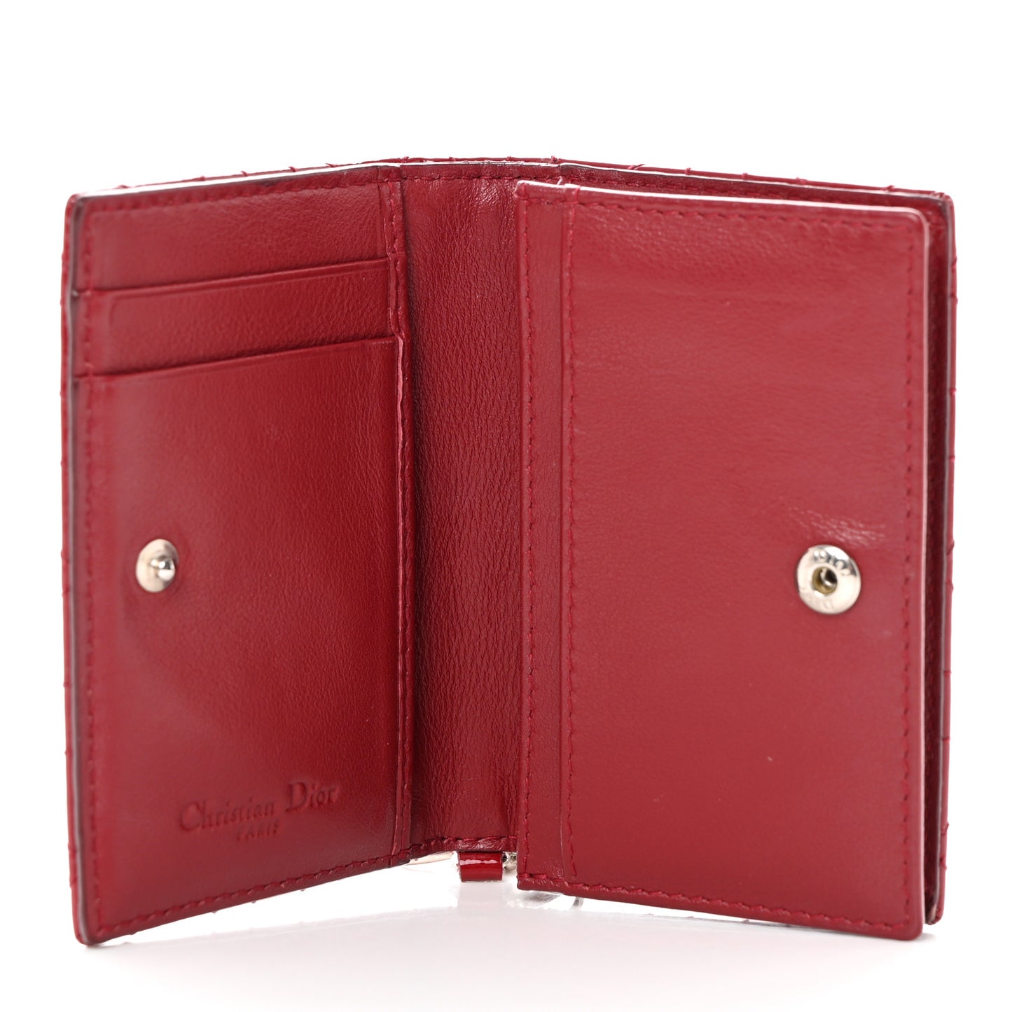 Patent Cannage Mini Lady Dior Wallet Cherry Red