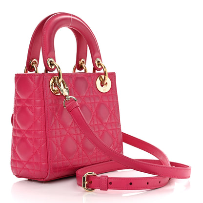 Christian Dior Lambskin Cannage Mini Lady Hot Pink 3 of 12
