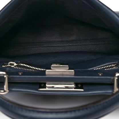 Fendi Vitello Seta Waves Bi-Color Medium Peekaboo Iconic Satchel Blue Notte Mostarda 6 of 13