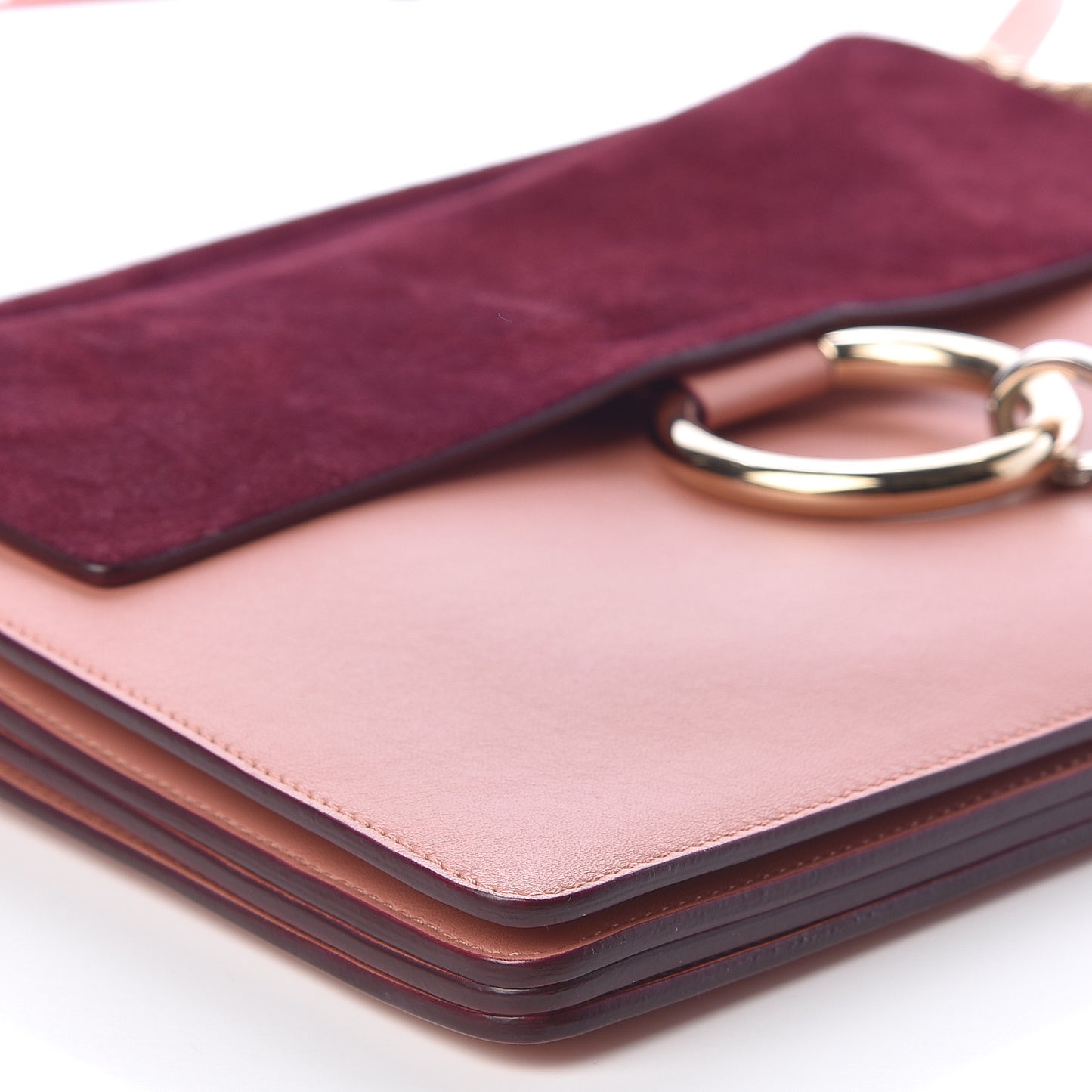 Calfskin Suede Medium Faye Shoulder Bag Misty Rose Dark Purple