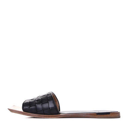 Bottega Veneta Nappa Intrecciato Squared Toe Flat Sandals 40 Black 1 of 9