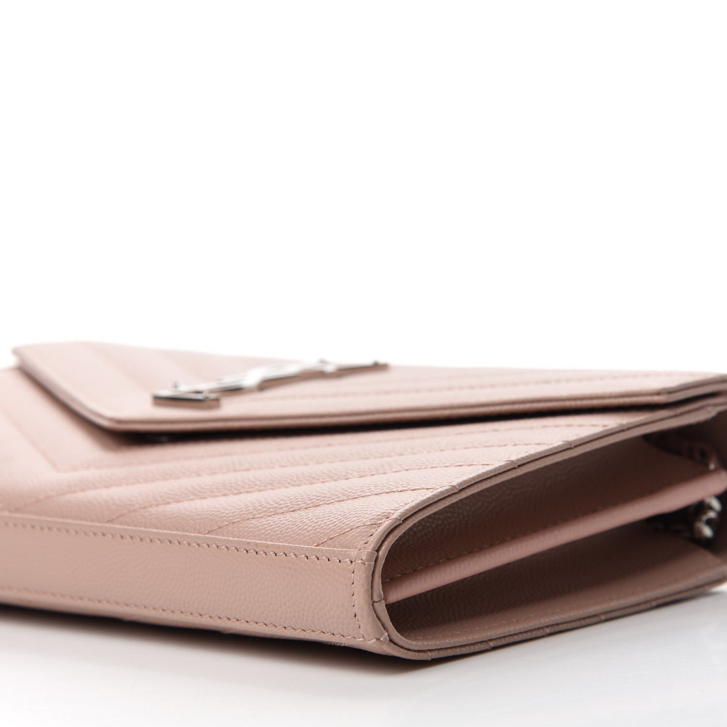 Grain De Poudre Matelasse Chevron Monogram Chain Wallet Pale Pink