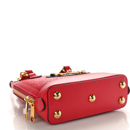 Gucci Straw Azalea Calfskin Woven Mini Horsebit 1955 Top Handle Bag Coral Wave Black 4 of 10