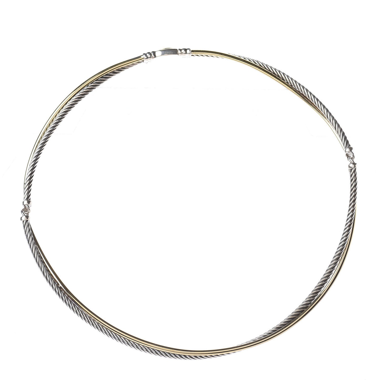 Sterling Silver 18K Yellow Gold Crossover Cable Choker Necklace