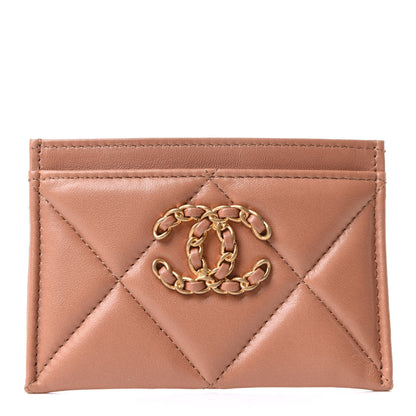 Chanel Lambskin Quilted Chanel 19 Card Holder Brown 1 of 8