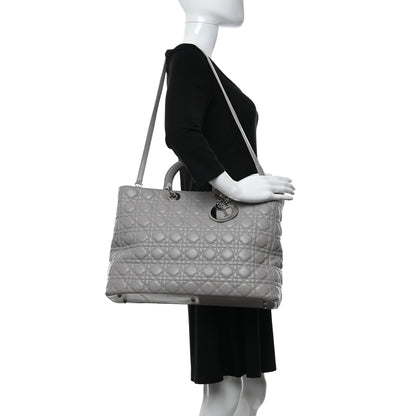 Christian Dior Lambskin Cannage XL Lady Dior Light Grey 2 of 16