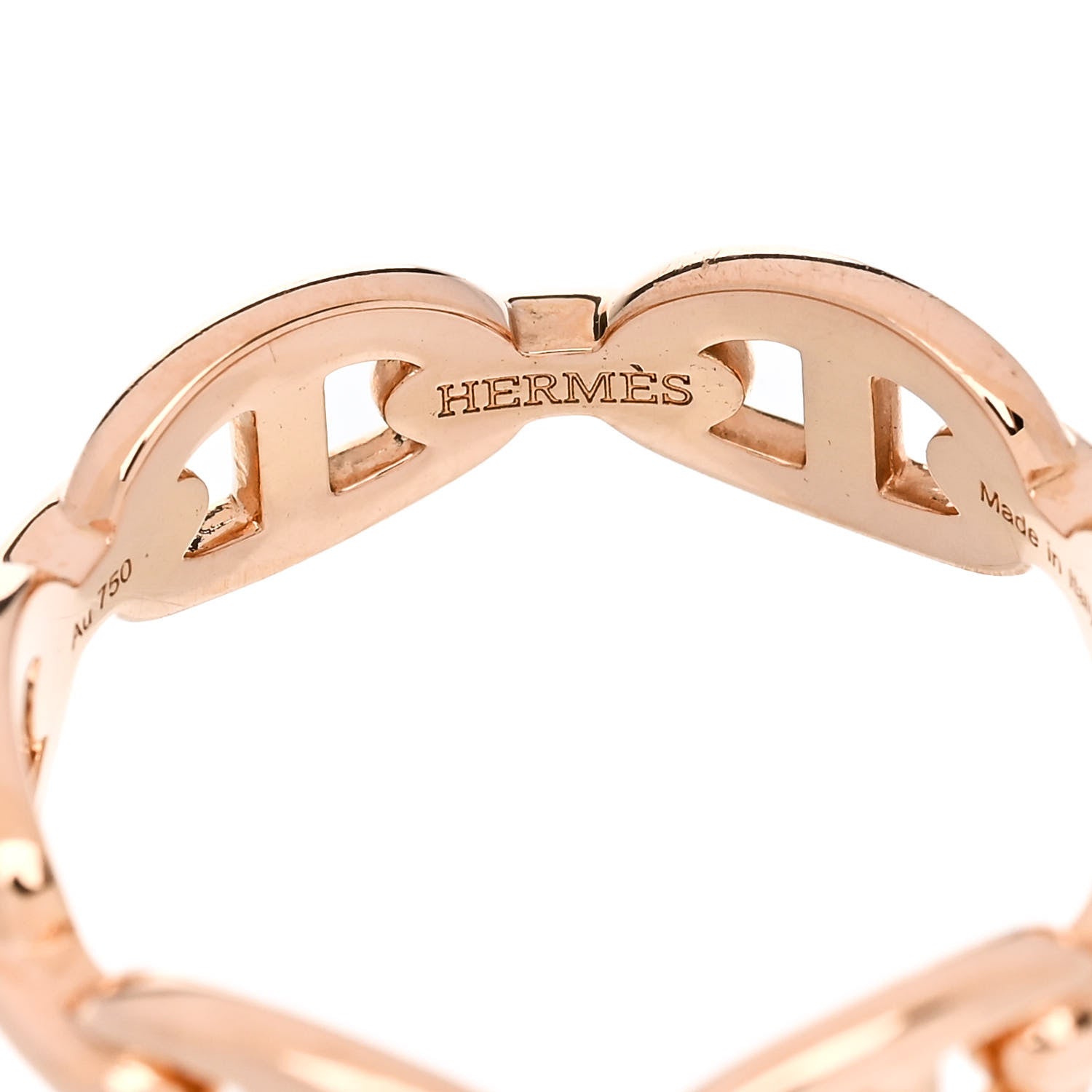 Hermes 18K Rose Gold PM Chaine d'Ancre Enchainee Ring 56 7.75 4 of 9