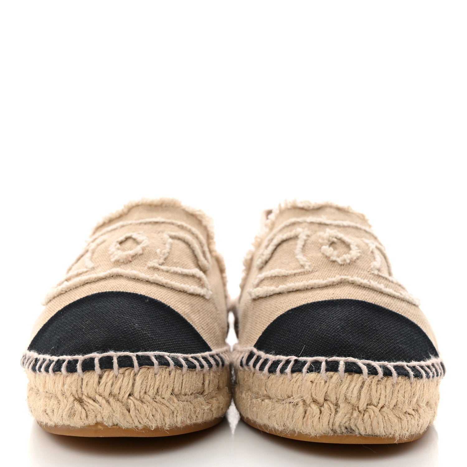 Chanel Linen CC Espadrilles 40 Beige Black 2 of 11