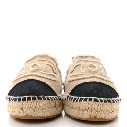 Chanel Linen CC Espadrilles 40 Beige Black 2 of 11