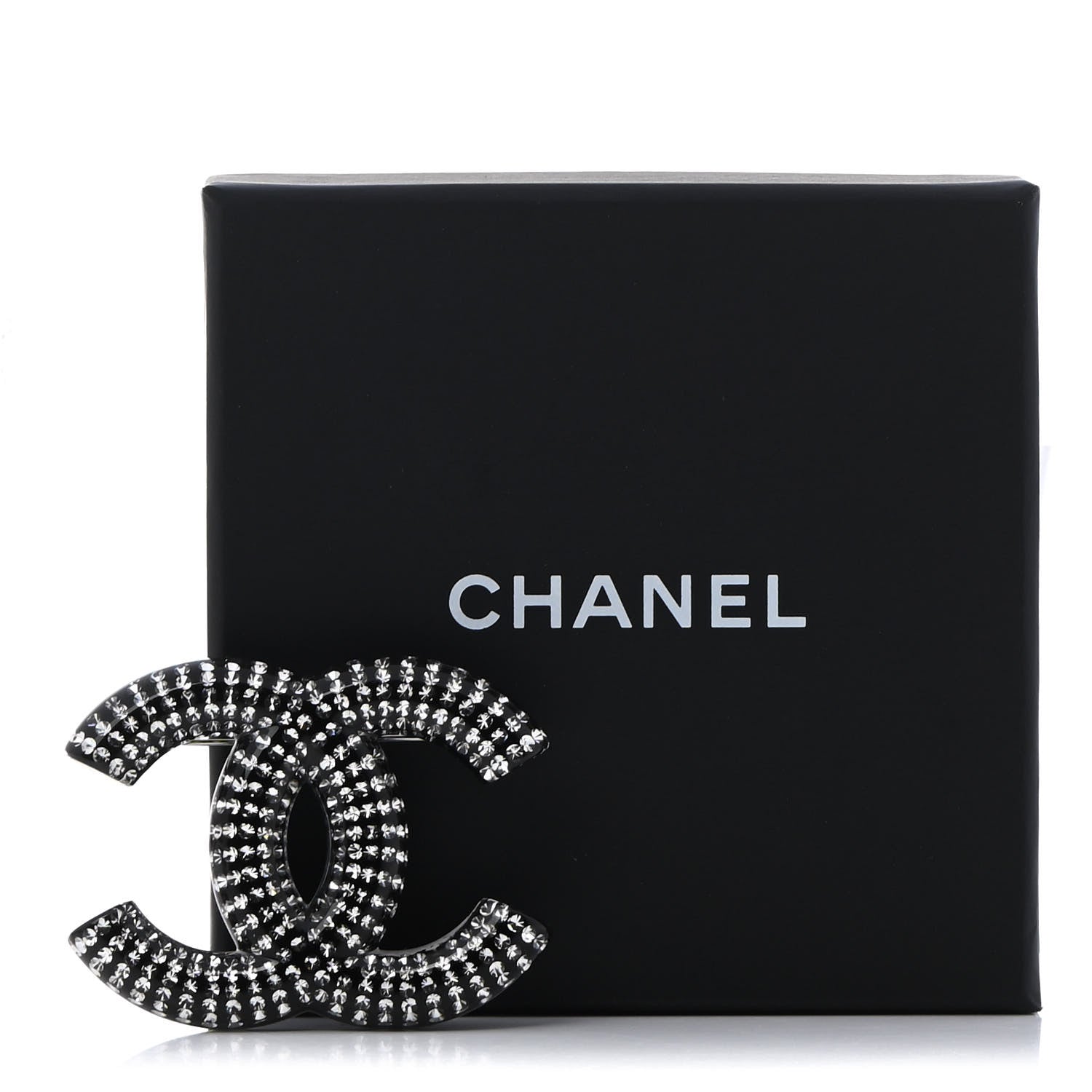 Chanel Resin Crystal CC Brooch Silver Black 6 of 6