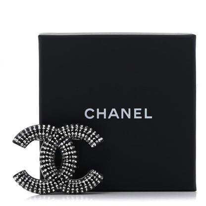 Chanel Resin Crystal CC Brooch Silver Black 6 of 6