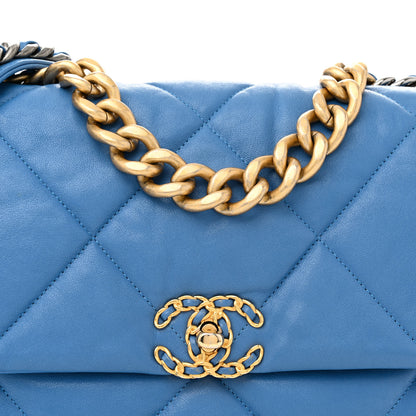 Chanel Goatskin Quilted Large Chanel 19 Flap Blue 8 of 12