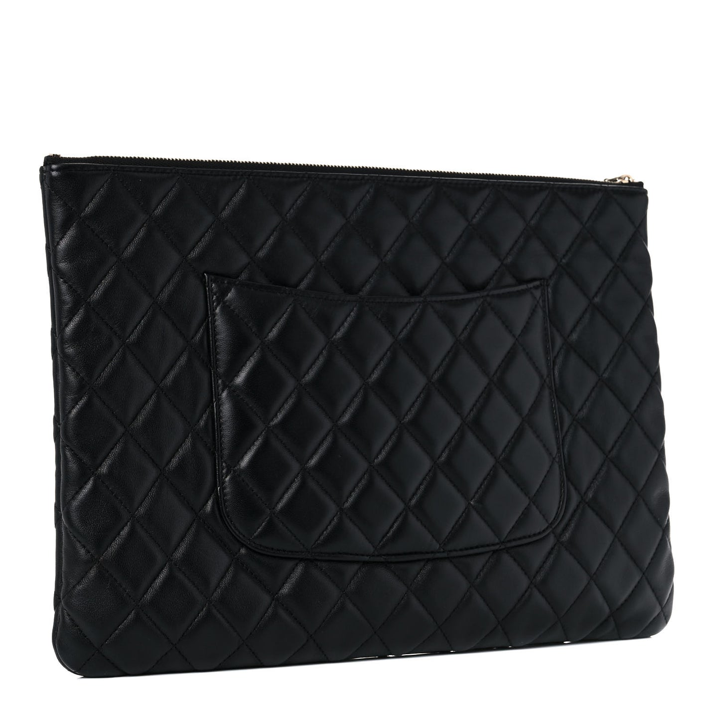 Lambskin Quilted Large Cosmetic Case Black