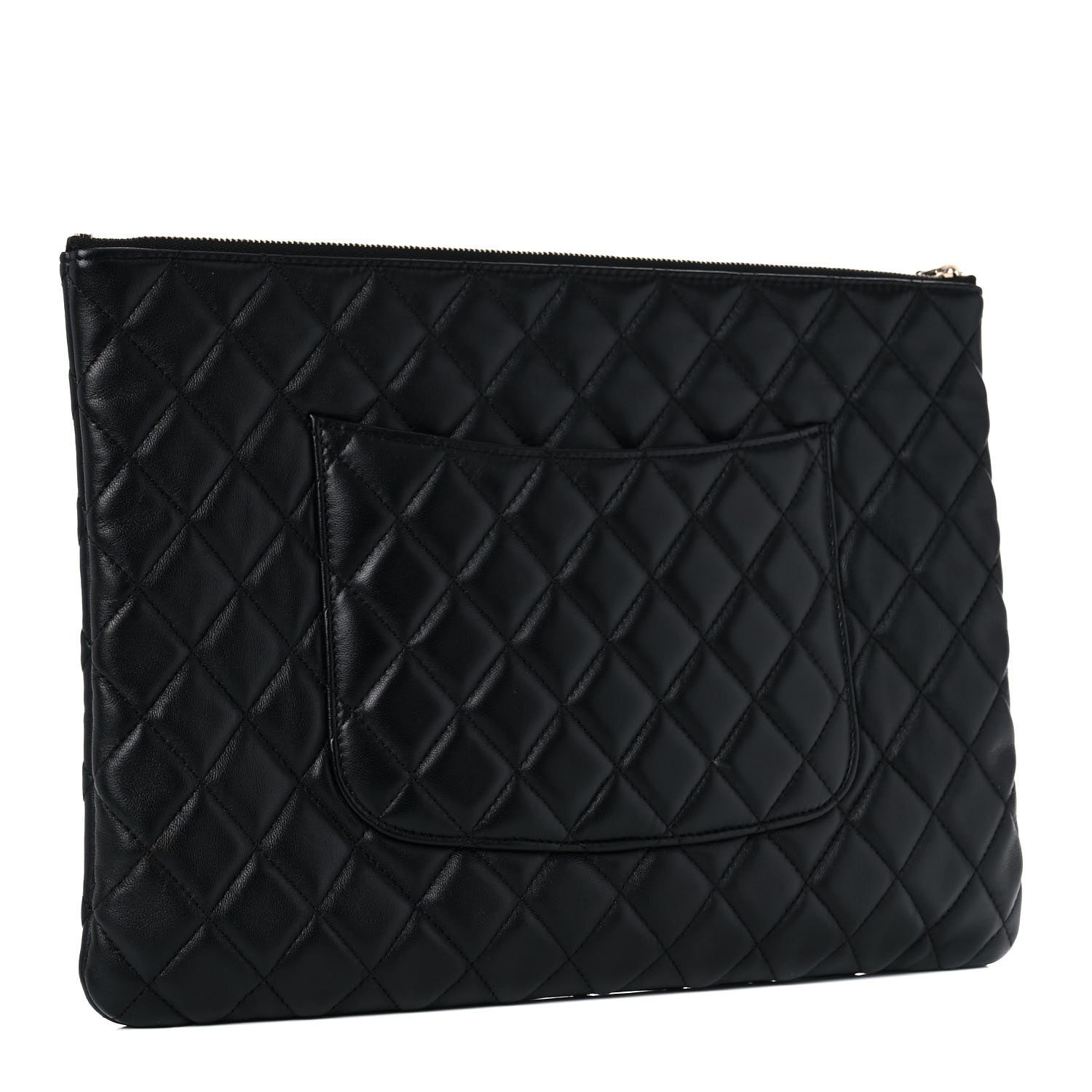 Chanel Lambskin Quilted Large Cosmetic Case Black 3 of 11