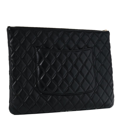 Chanel Lambskin Quilted Large Cosmetic Case Black 3 of 11