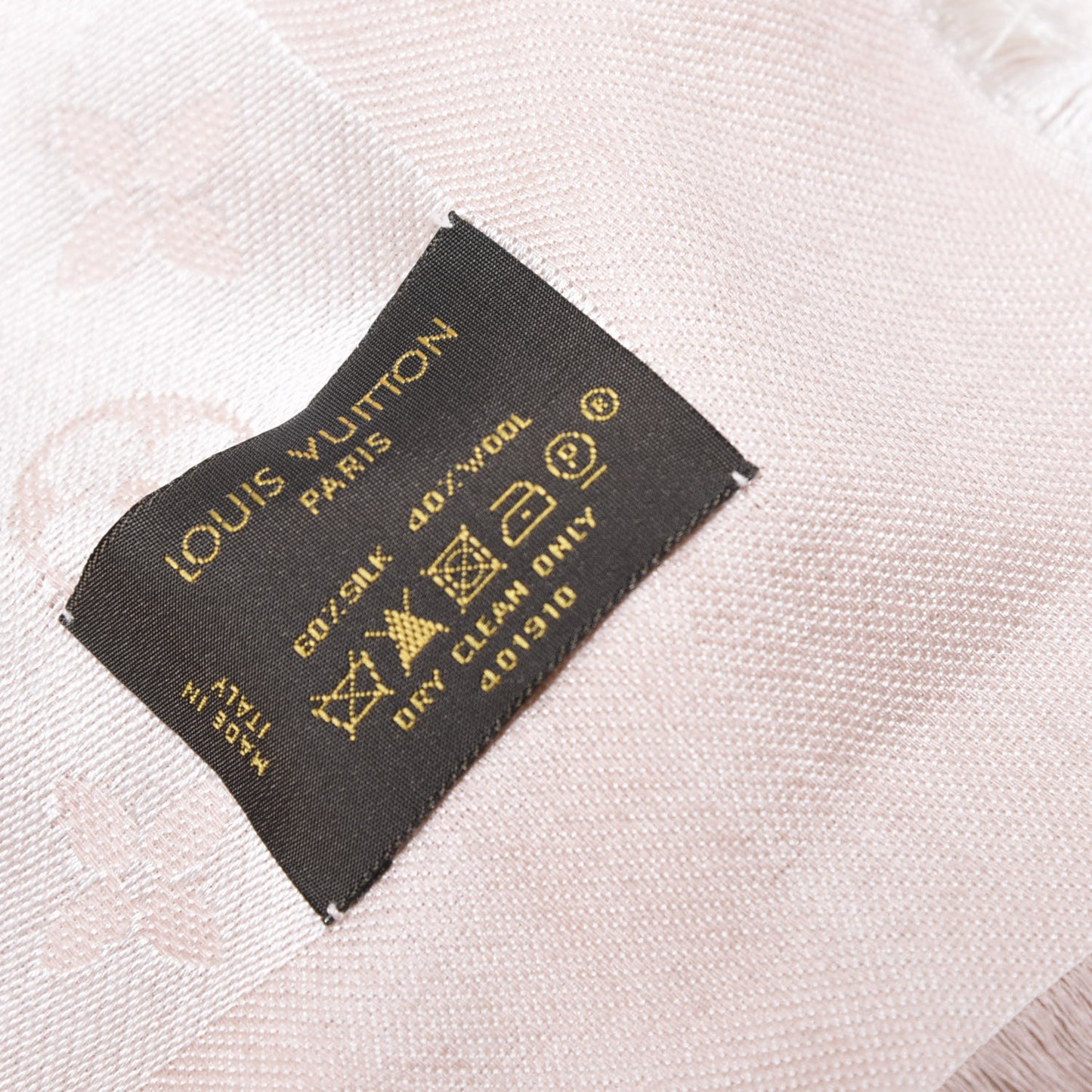 Silk Wool Monogram Denim Shawl Pink