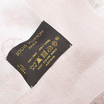 Louis Vuitton Silk Wool Monogram Denim Shawl Pink 4 of 4
