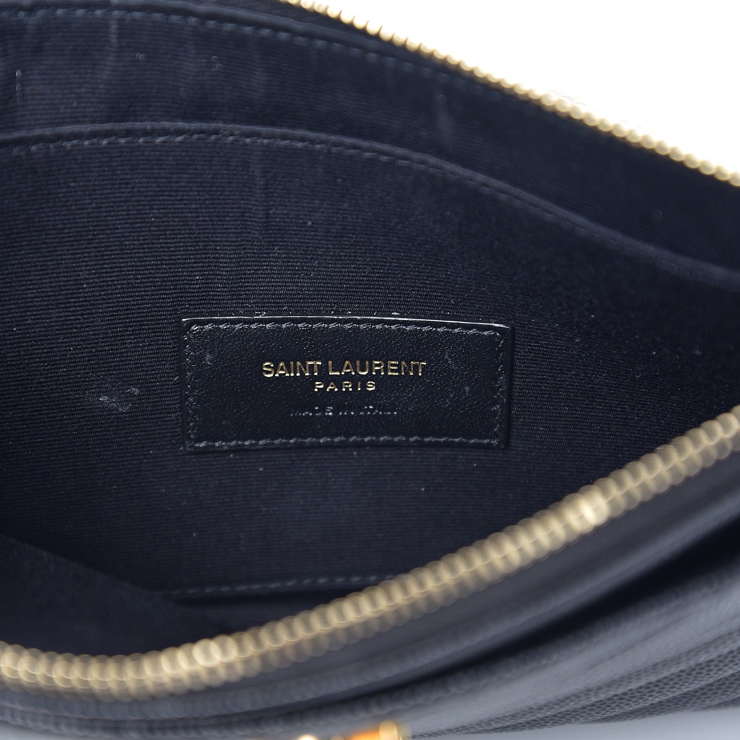 Saint Laurent Grain De Poudre Chevron Monogram Bill Pouch Black 5 of 8