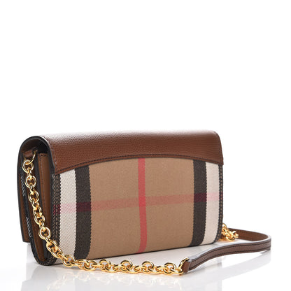 Burberry Derby Calfskin House Check Henley Wallet On Chain Tan 3 of 7