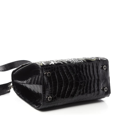 Nancy Gonzalez Crocodile Medium Floral Lexi Top Handle Bag Black Multicolor 4 of 10