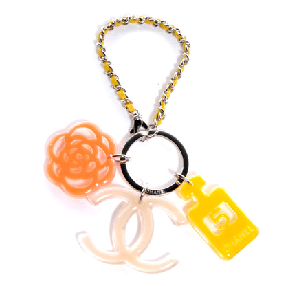 Chanel Resin Camellia N°5 Key Chain Silver 1 of 5