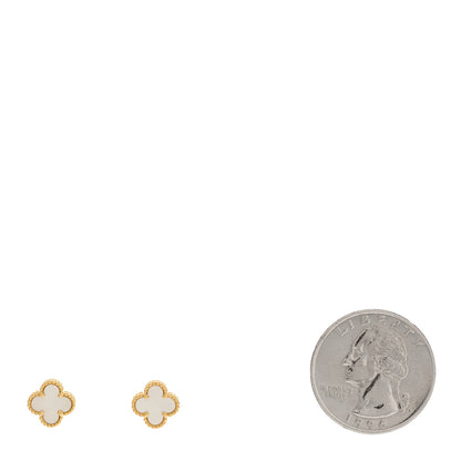 Van Cleef & Arpels 18K Yellow Gold Mother of Pearl Sweet Alhambra Earrings 2 of 5