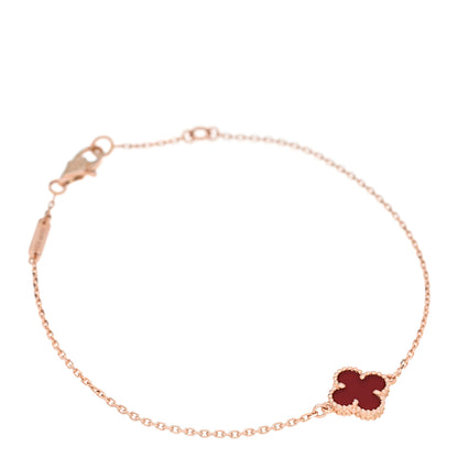 Van Cleef & Arpels 18K Rose Gold Carnelian Sweet Alhambra Bracelet 1 of 5