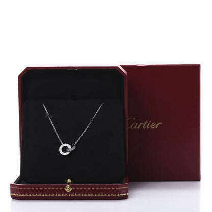 Cartier 18K White Gold Diamond Interlocking LOVE Paved Necklace 6 of 6