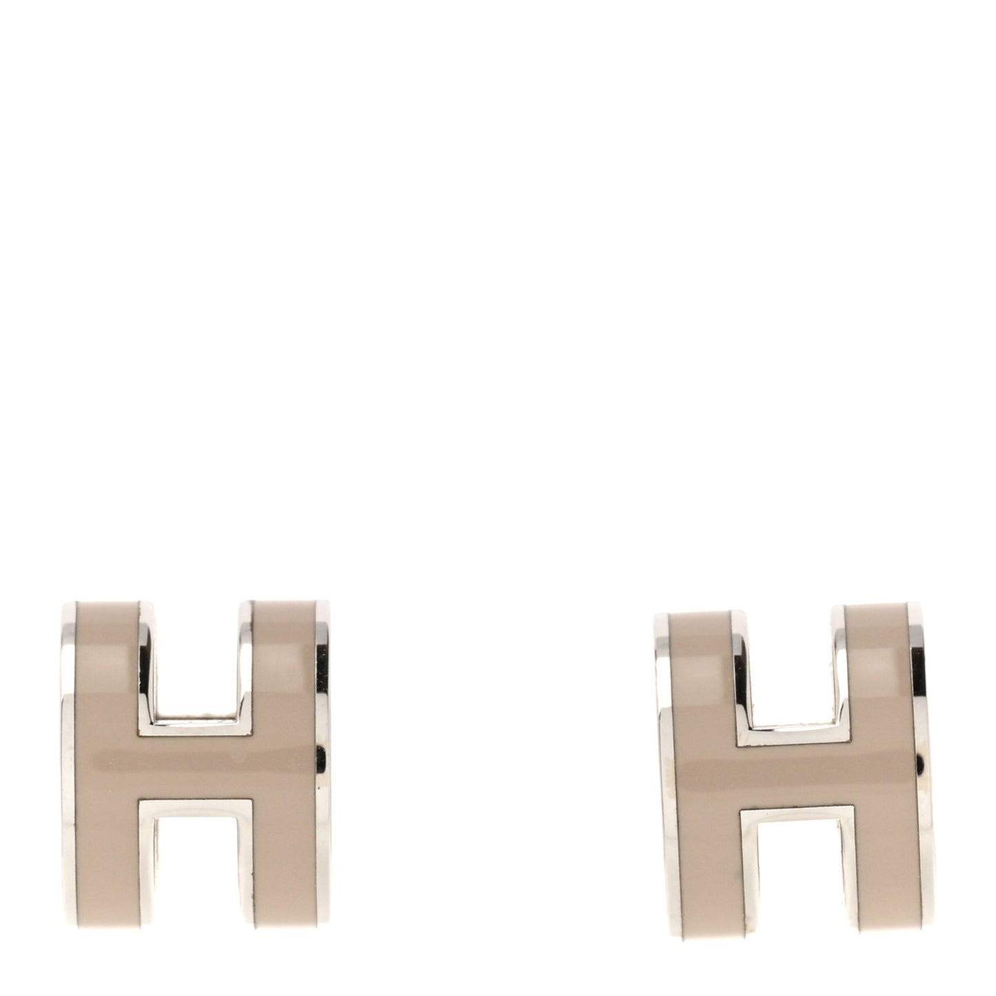 Palladium Lacquered Mini Pop H Earrings Marron Glace